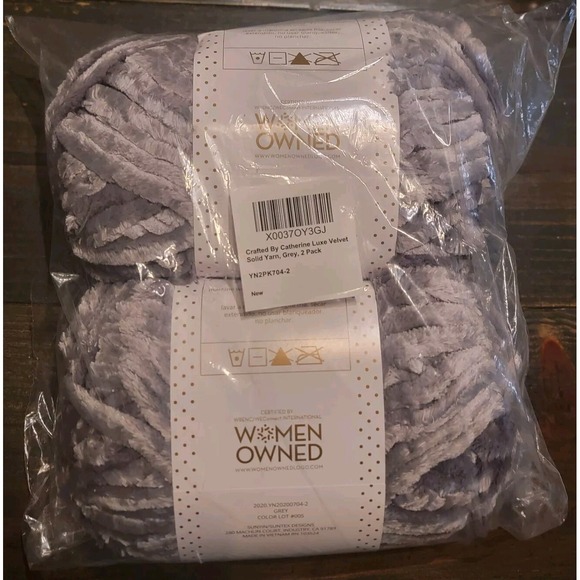 Crafted By Catherine Yarn Gray Luxe Velvet Yarn 2 Pack #6 Yarn - Picture 3 of 5